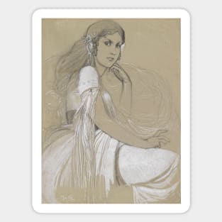 Alphonse Mucha Portrait of Jaroslava Mucha Magnet